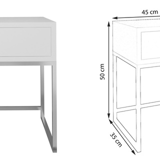 stolik 45 z szufladą Glamour szafka nocna nowoczesna loft do pokoju sypialni