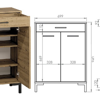 zestaw nowoczesny na nóżkach Nevio 1 garderoba loft do korytarza