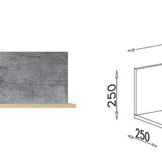 półka 120 prosta Step 09 wisząca na ścianę dąb biszkoptowy + biały + beton do pokoju sypialni biura korytarz