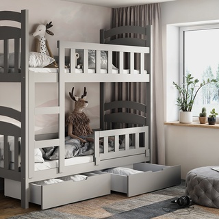 łóżko 75x160 piętrowe małe Damina 2os podwójne z materacami dla dzieci