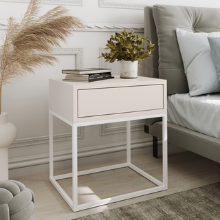 stolik 45 nocny kwadrat na metalowych nogach z szufladą loft kolory