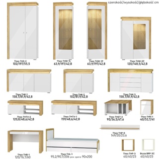 komoda 158 ,7 z szufladami półkami Theo THK-3 duża szeroka szafka biała