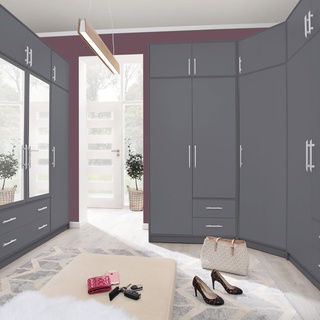 szafa 200 z lustrem szufladami Smart SRL1 duża garderoba szara