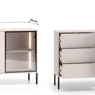 komoda 160 z oświetleniem barkiem Barnee 02 szafka duża nowoczesna