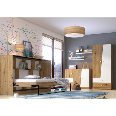 Zestaw mebli nowoczesnych NERO A łóżko składane komoda szafa