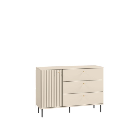 Komoda 120 z szufladami SOPHIE 05 szafka lamele frez kremowa