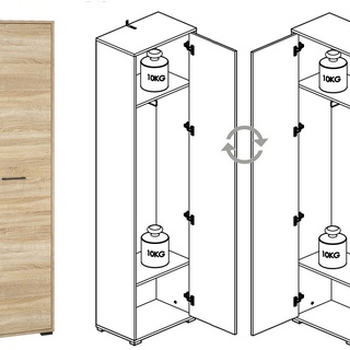 szafa 55 mała wąska jednodrzwiowa Caro 16 ubraniowa do przedpokoju