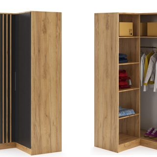 zestaw 300 - 200 narożny duży Sorento A z lamelami komplet loft do sypialni