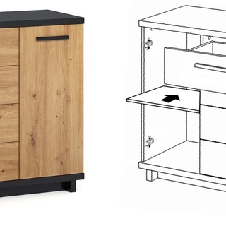 zestaw mebli pokojowych Ines 8 komoda rtv ława witryna loft komplet