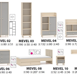 komoda 120 z nogami szufladami Mevel 05 szafka szeroka duża dla dzieci