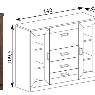 komoda 140 z barkiem Tadeusz 14 duża wysoka przeszklona szafka