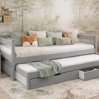 łóżko 90x200 wysuwane Lord 2os z materacami szufladami młodzieżowe