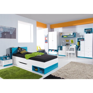 łóżko 90x200 z półkami szufladami Mobi 18 młodzieżowe nowoczesne