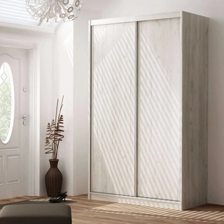 szafa 143 przesuwna wysoka Karol z szufladami półkami biała kaszmir