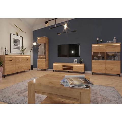 Zestaw mebli pokojowych BRAGI 1 komoda rtv szafka witryna ława