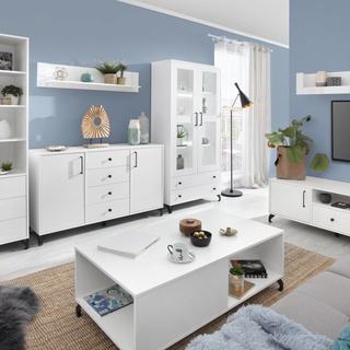 półka 120 wisząca Bergen 12 na ścianę biała do pokoju sypialni