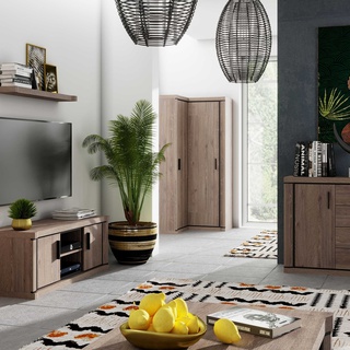 witryna 58 wąska wysoka z szufladami Dallas 16 słupek z szybą regał