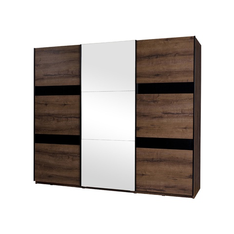 Szafa 250 duża przesuwna DENVER 13 z lustrem szufladami półkami