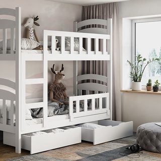 łóżko 90x200 piętrowe duże Damian 2os z materacami szufladami młodzieżowe