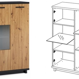 zestaw mebli pokojowych Ines 8 komoda rtv ława witryna loft komplet