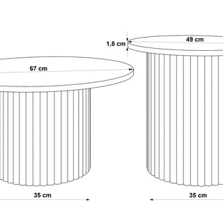 stolik 49 / 47 okrągły kawowy zestaw Lamelo 2W1 ława kawowa okrągła