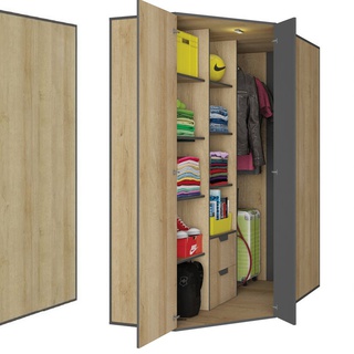 zestaw narożna meblościanka Nano 7 z biurkiem łóżkiem szafą rogową