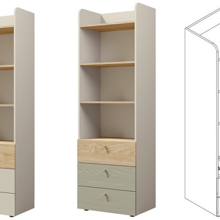 regał 60 półki z szufladami Yuki 05 słupek otwarty na książki zabawki
