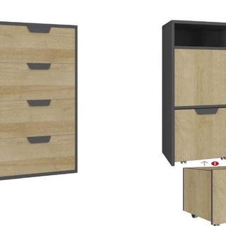 zestaw narożna meblościanka Nano 7 z biurkiem łóżkiem szafą rogową