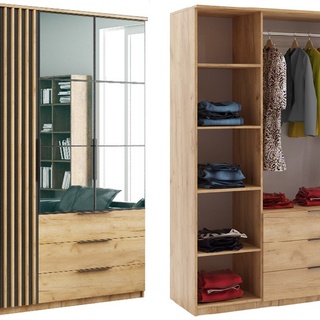 szafa 150 z lustrem loft Sorento lamele szuflady półki drążek nowoczesna
