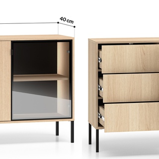 komoda 160 nowoczesna przeszklona Barnee 02 szafka szeroka z szybą