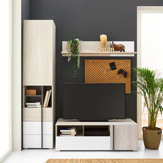 regał 45 wąski wysoki Remo 03 słupek z szufladami półkami do pokoju