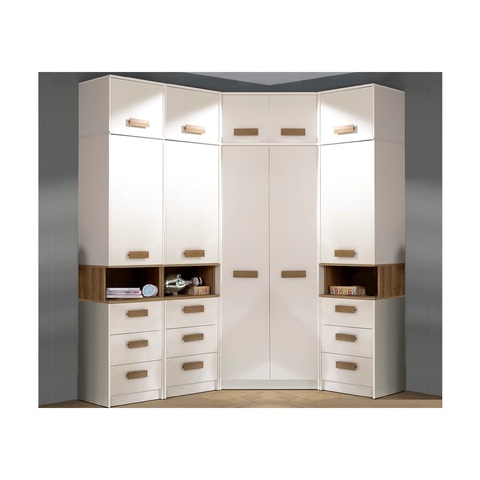 Zestaw narożna garderoba GRANT 34 wysoka duża półki szuflady drążki