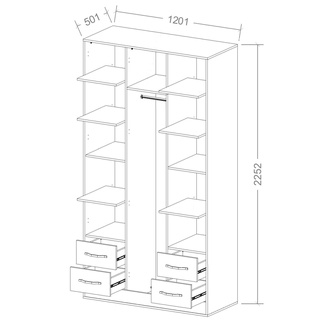 szafa 120 pojemna wysoka Perfect 01 garderoba półki szuflady drążek