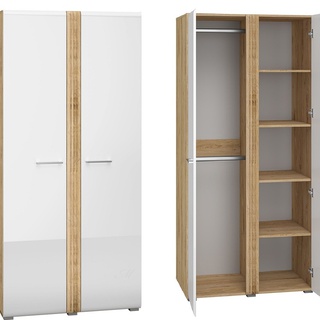 szafa 92 z półkami drążkami Adagio 01 dwudrzwiowa ubraniowa biała