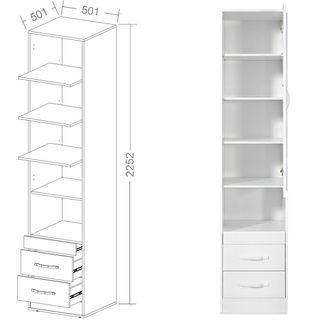 regał 50 wysoki słupek Perfect 02 z półkami szufladami zamykany