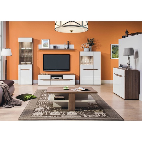 Zestaw nowoczesny elegancki LIONEL 1 meblościanka rtv biała połysku