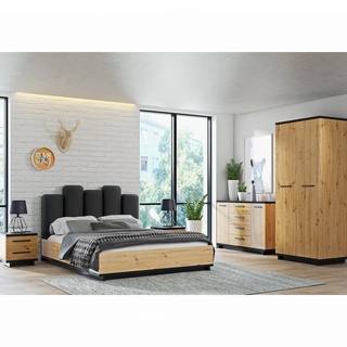 zestaw sypialnia Ines 2 komplet łóżko z pojemnikiem komoda szafa