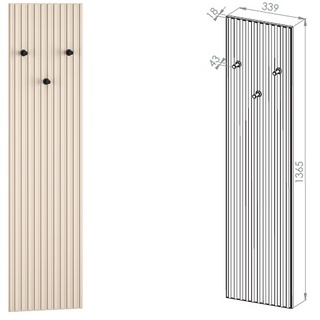 wieszak 34 panel z wieszakami Sophie 17 frezowany lamelami kremowy