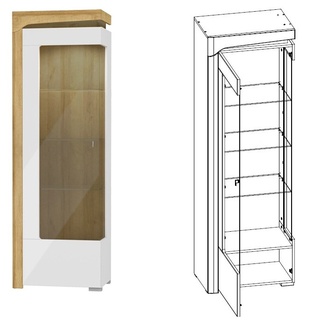 zestaw meblościanka Theo 4 witryna komoda rtv ława biała +dąb