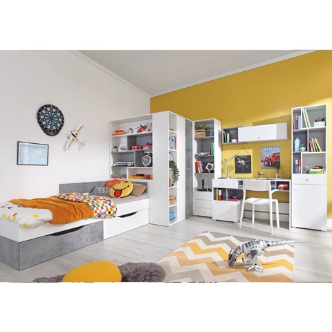 Zestaw duży SIGMA C biurko narożna szafa łóżko regał do pokoju dzieci