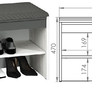 zestaw nowoczesna garderoba Hyga 1a siedzisko wieszak lustro szafa