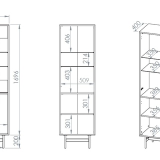 witryna 65 Reynos 02 gablota słupek wąski wysoki przeszklony regał