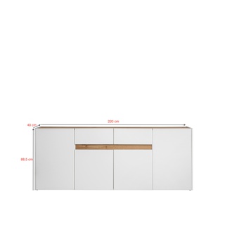 Komoda 220 cm Reviva K01 4D2S biały