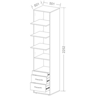 regał 50 zamknięty wysoki Perfect 02 słupek półki szuflady do pokoju sypialni