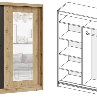 zestaw mebli sypialnia z lamelami Molto B 9 łóżko z szafkami nocnymi szafa z lustrem artisan czarny komplet loft do sypialni