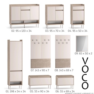 wieszak 69 nowoczesny ścienny Voco 08 panel kaszmir do przedpokoju