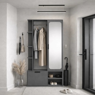 garderoba 100 nowoczesna Nala z lustrem szafką półkami do przedpokoju