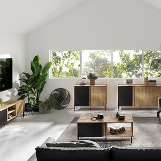szafka 120 rtv pod telewizor Mia 07 ryflowana loft stolik na nóżkach