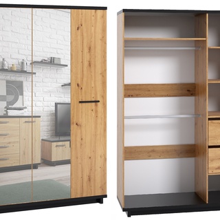 szafa 180 czterodrzwiowa Ines 10 z lustrem półkami szufladami drążkiem