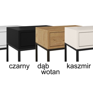 stolik 45 nocny kwadrat na metalowych nogach z szufladą loft kolory
